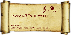 Jeremiás Mirtill névjegykártya